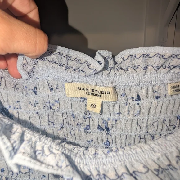 Blue Floral Cottagecore Maxi Dress Smocked Puff Sleeve Coquette Prairie Romantic - Picture 3 of 3